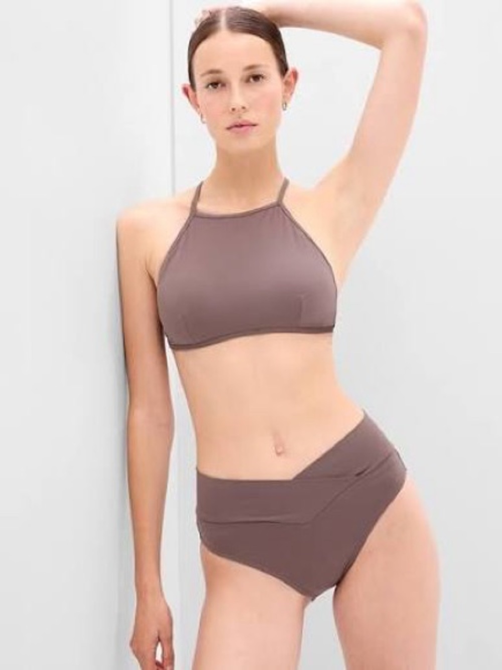 NWT GAP High Neck Bikini Set Wassel Brown Size L